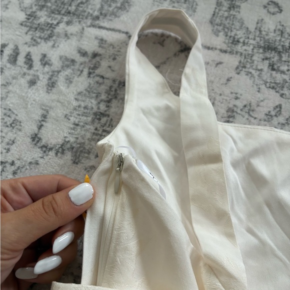 Lulus Flirtatious Poise Ivory Jacquard Bow Back Mini Dress Size Large NWT Bridal - Picture 8 of 11